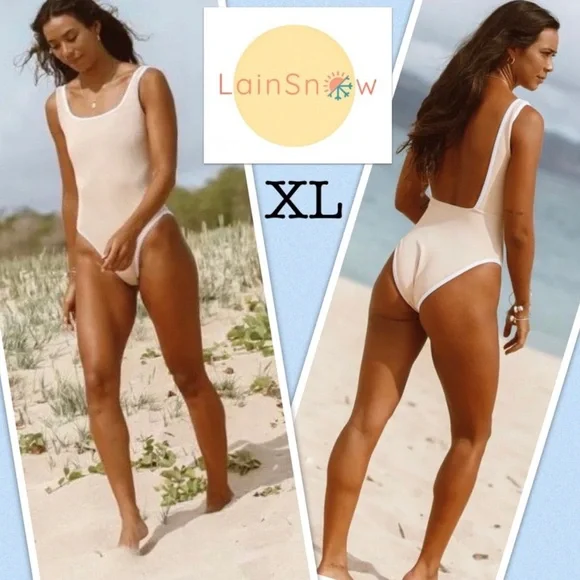 NWOT LainSnow Ocean Isle One-Piece Swimsuit – XL (Champagne/Cream) - Picture 3 of 5